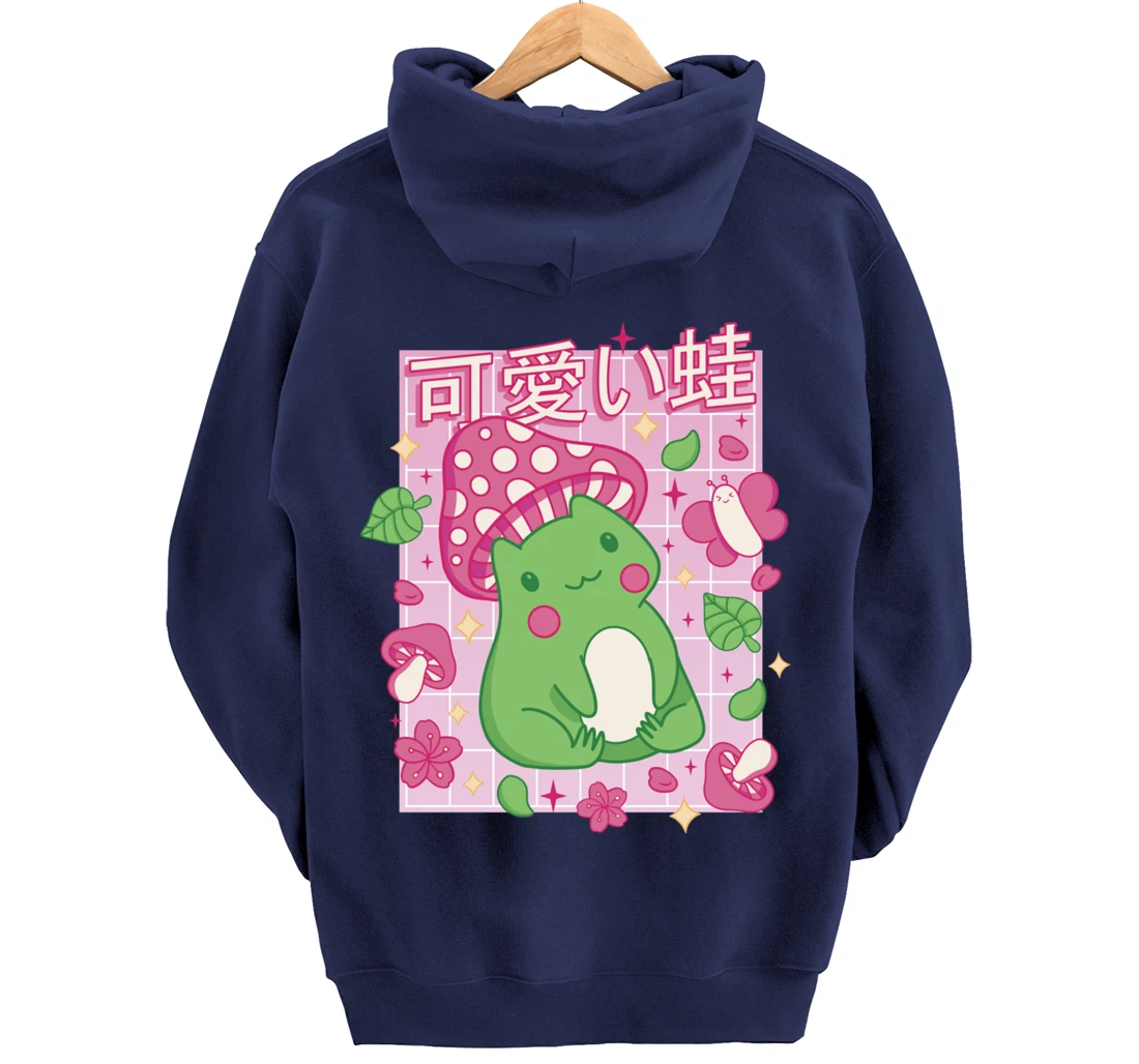 Kawaii Frog Mushroom Hat Anime Clothes Japanese Aesthetic Pullover Hoodie