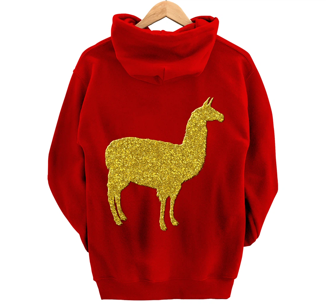 Llama alpaca Vintage, Golden retro animal symbol Pullover Hoodie