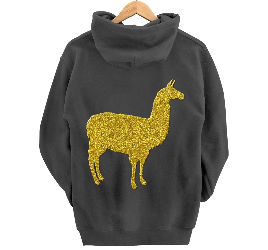 Llama alpaca Vintage, Golden retro animal symbol Pullover Hoodie