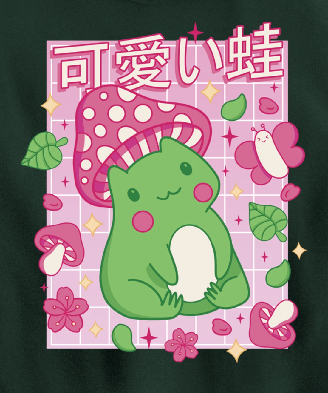 Kawaii Frog Mushroom Hat Anime Clothes Japanese Aesthetic Pullover Hoodie