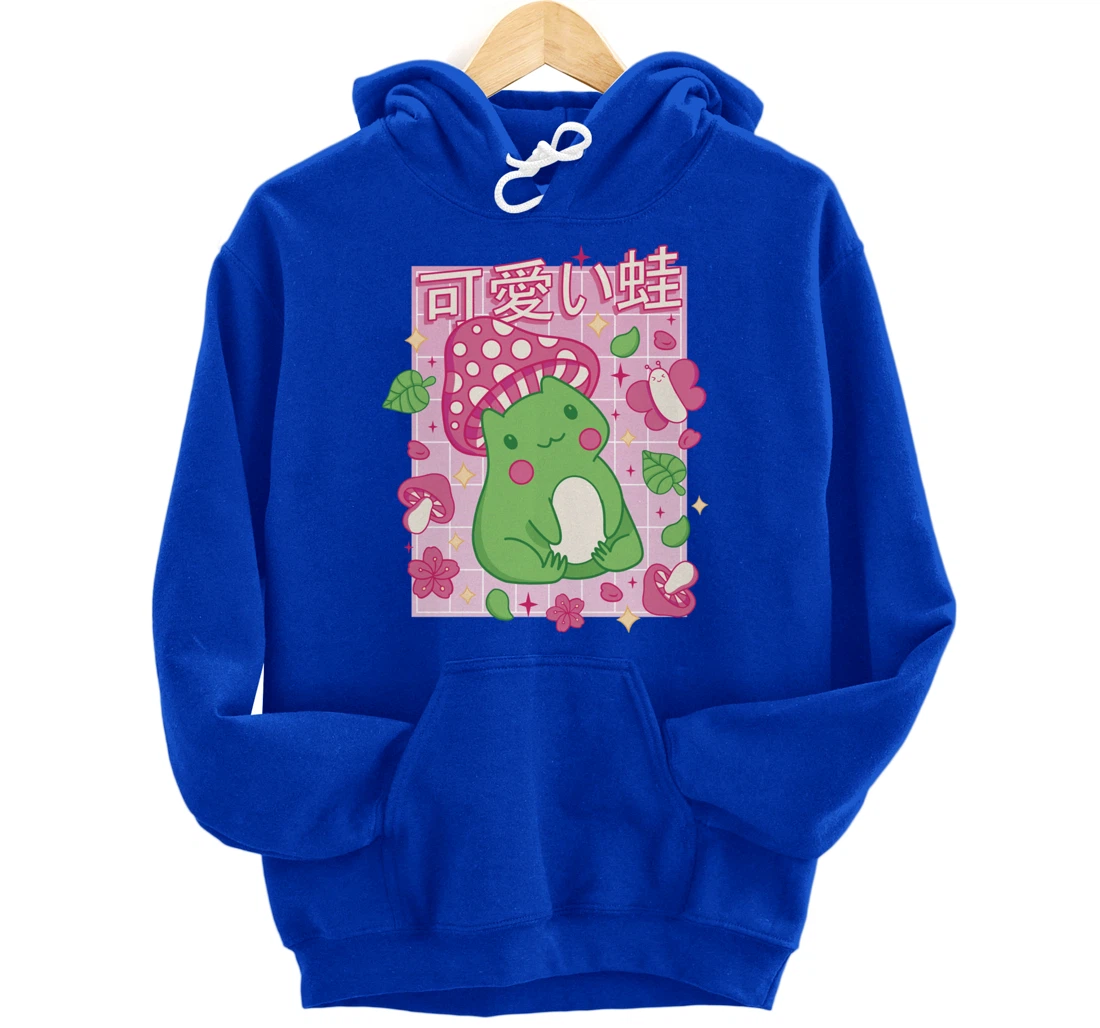 Kawaii Frog Mushroom Hat Anime Clothes Japanese Aesthetic Pullover Hoodie
