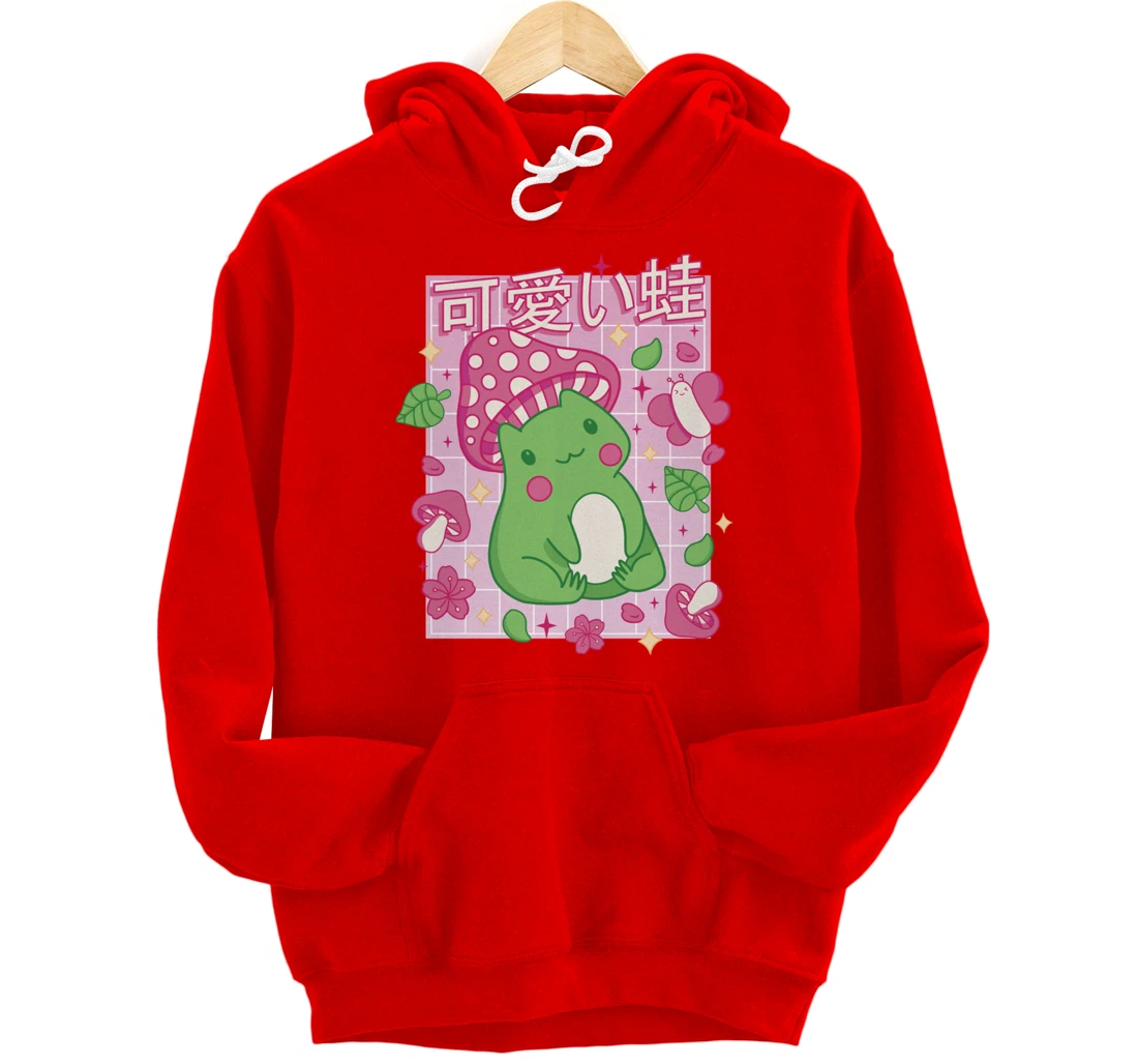 Kawaii Frog Mushroom Hat Anime Clothes Japanese Aesthetic Pullover Hoodie