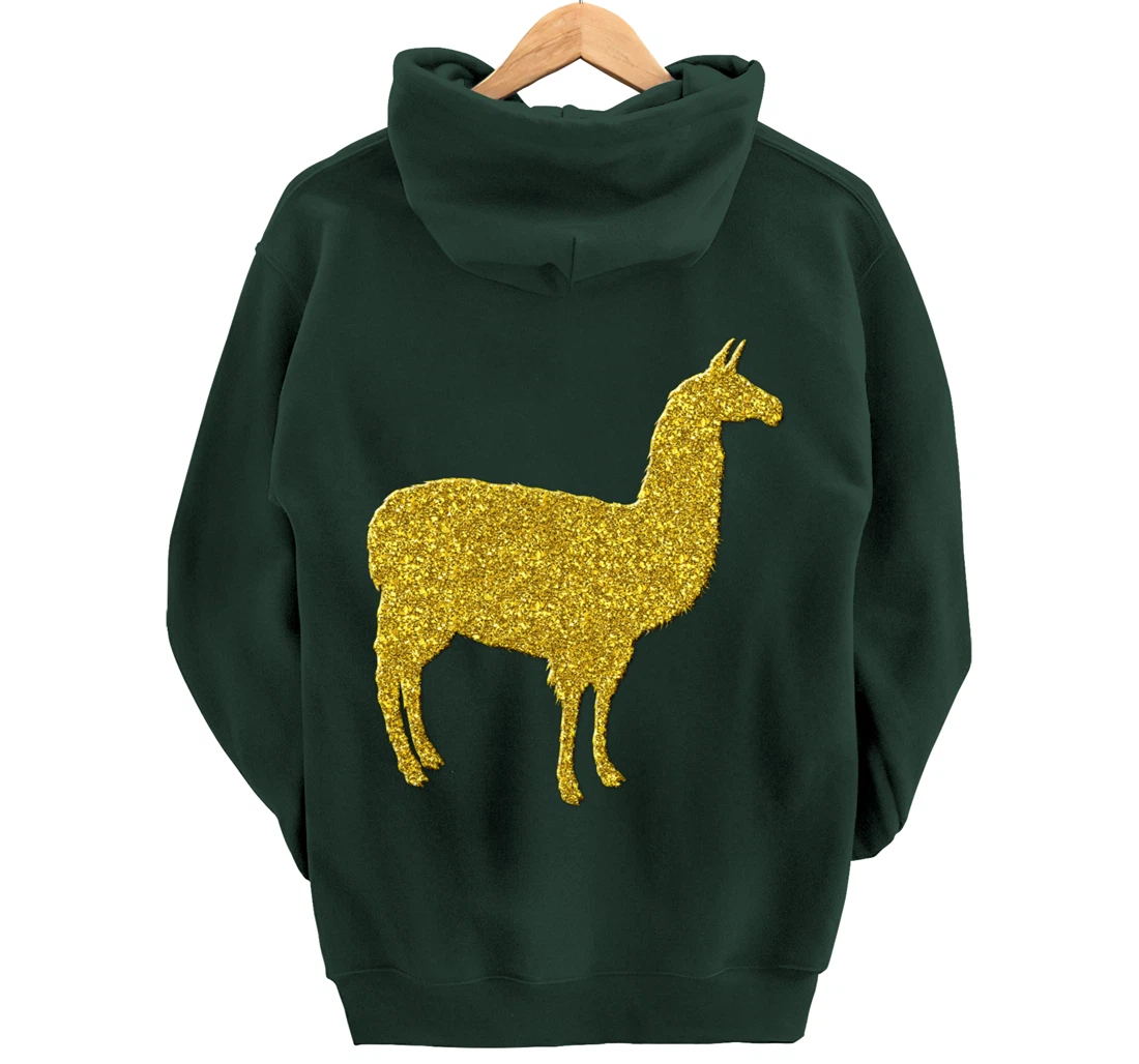 Llama alpaca Vintage, Golden retro animal symbol Pullover Hoodie