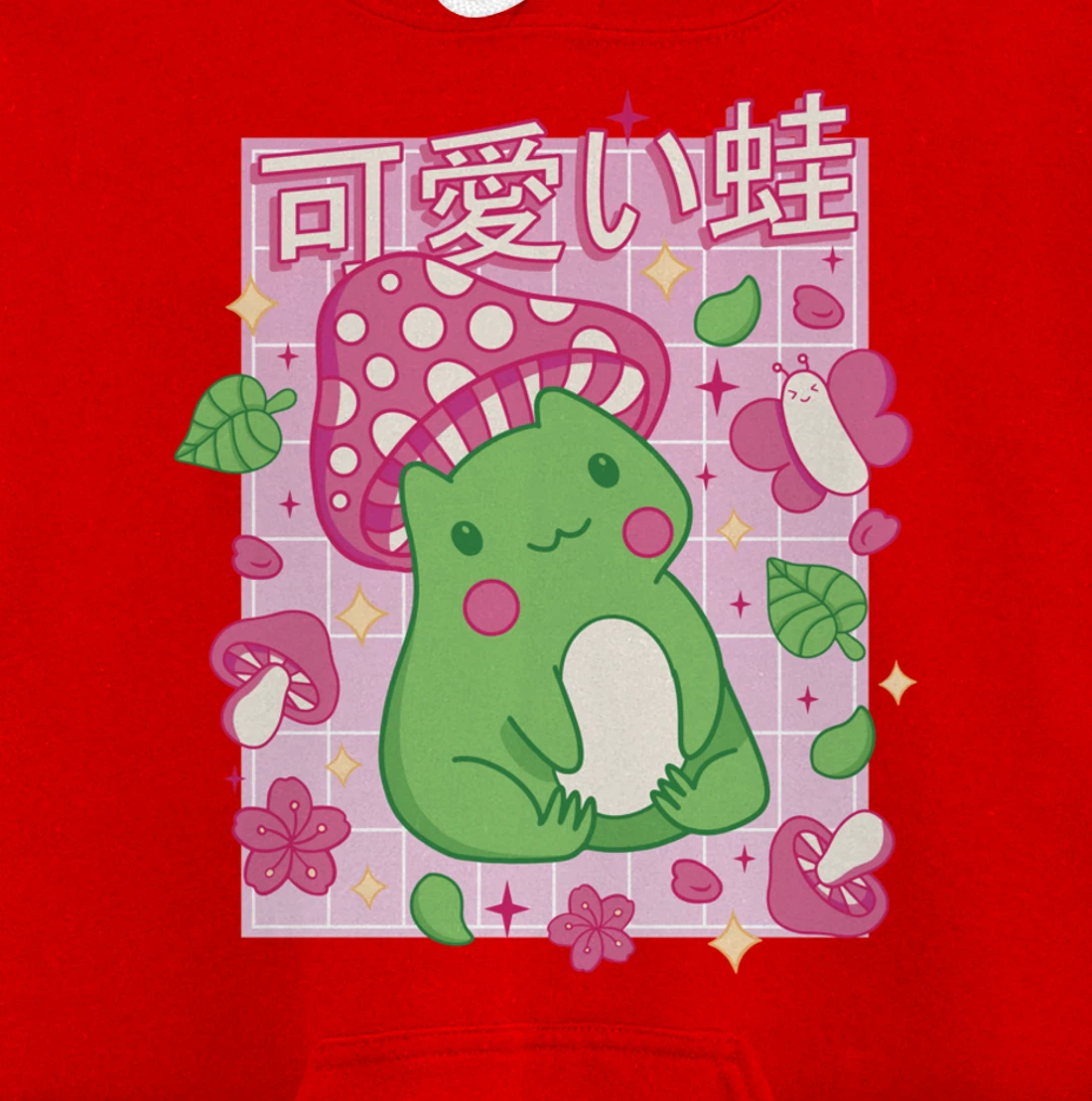 Kawaii Frog Mushroom Hat Anime Clothes Japanese Aesthetic Pullover Hoodie