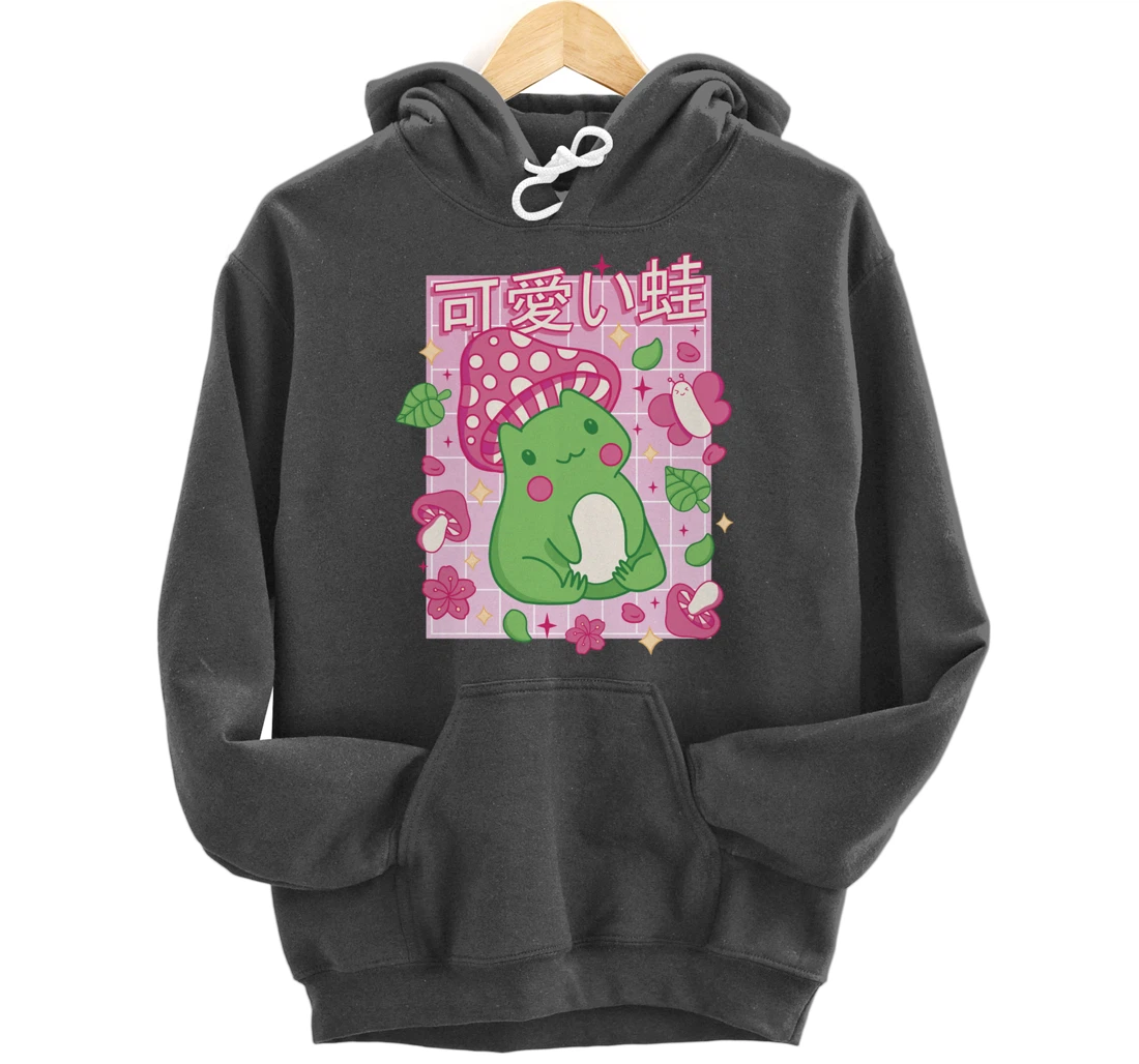 Kawaii Frog Mushroom Hat Anime Clothes Japanese Aesthetic Pullover Hoodie