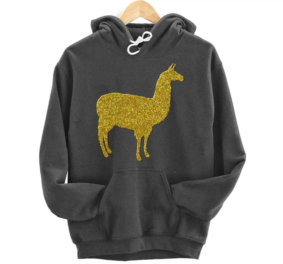 Llama alpaca Vintage, Golden retro animal symbol Pullover Hoodie