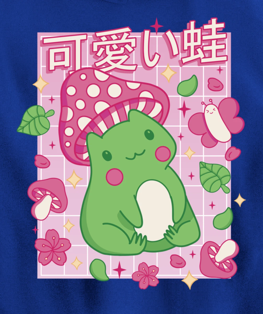 Kawaii Frog Mushroom Hat Anime Clothes Japanese Aesthetic Pullover Hoodie