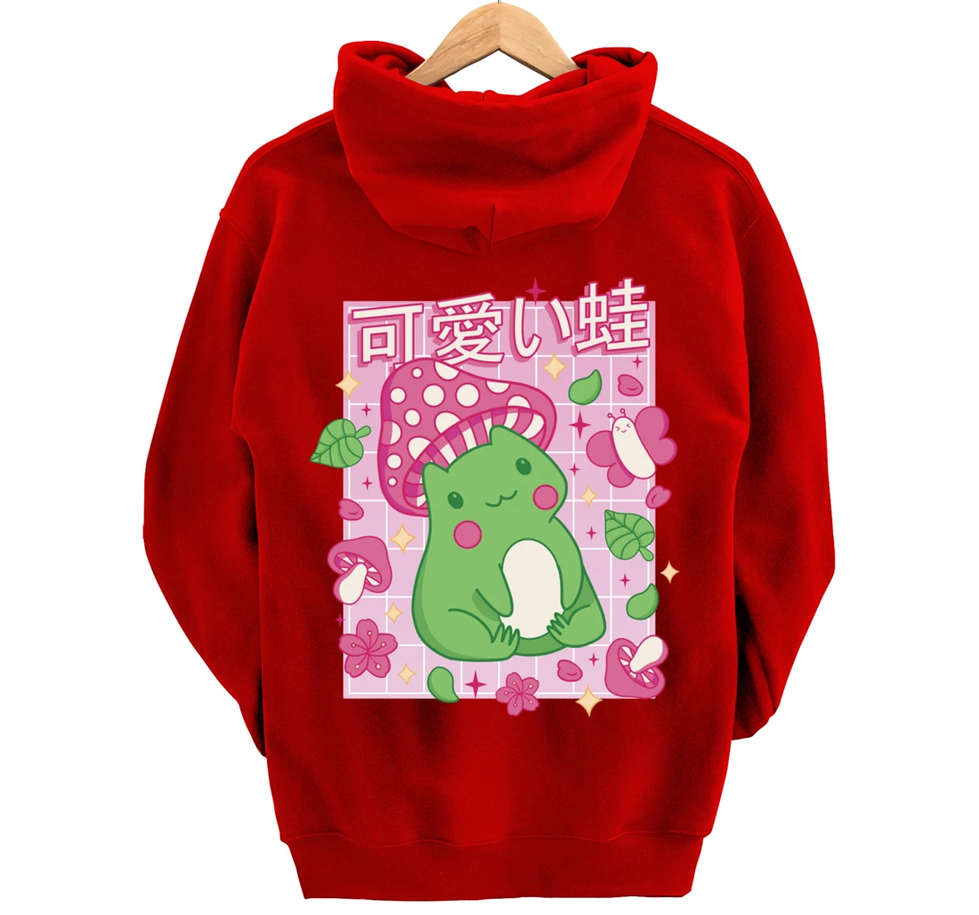 Kawaii Frog Mushroom Hat Anime Clothes Japanese Aesthetic Pullover Hoodie