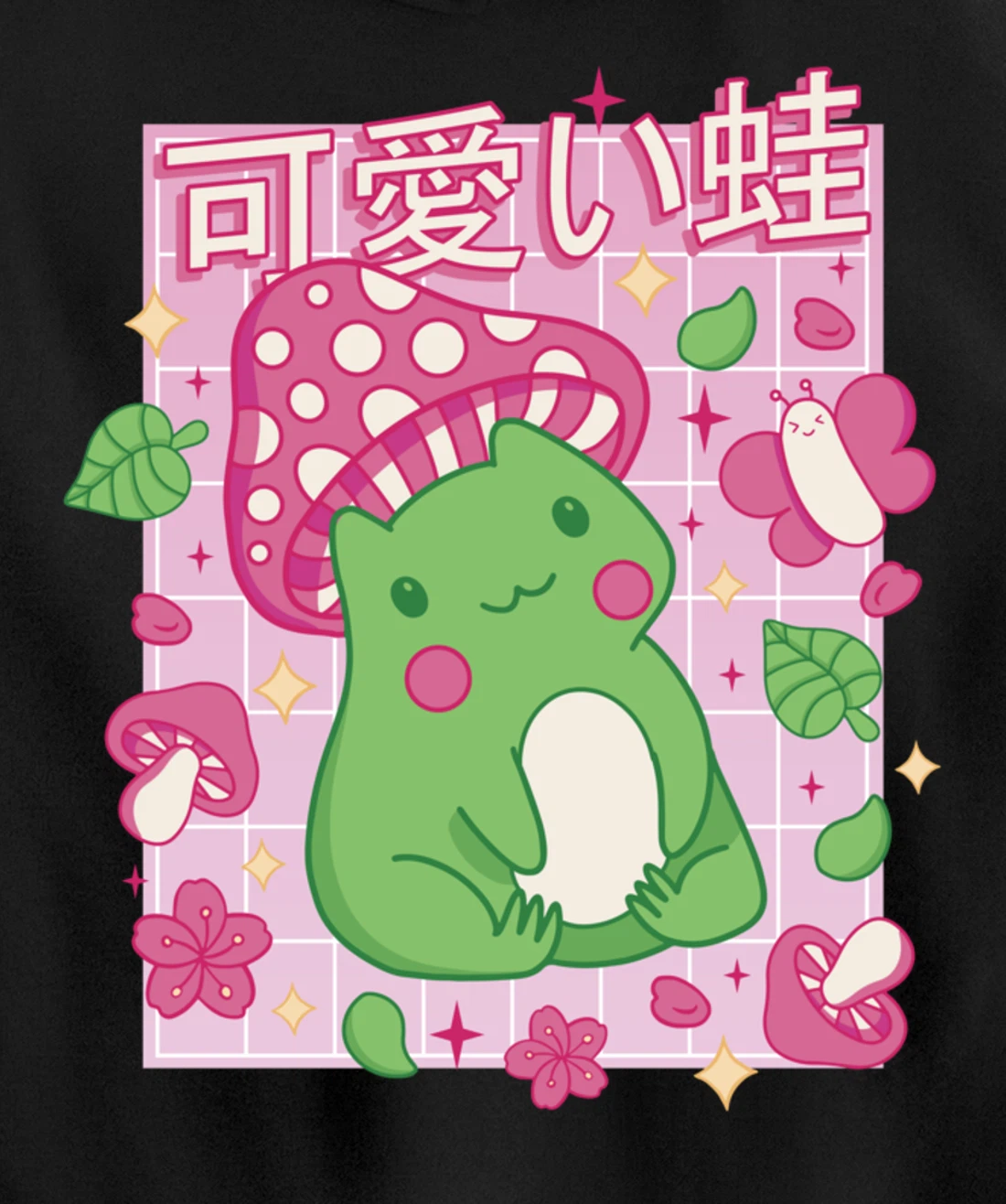 Kawaii Frog Mushroom Hat Anime Clothes Japanese Aesthetic Pullover Hoodie
