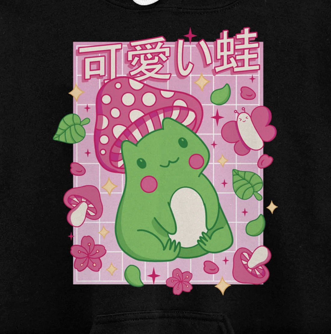 Kawaii Frog Mushroom Hat Anime Clothes Japanese Aesthetic Pullover Hoodie