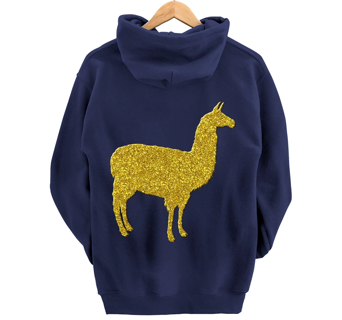 Llama alpaca Vintage, Golden retro animal symbol Pullover Hoodie