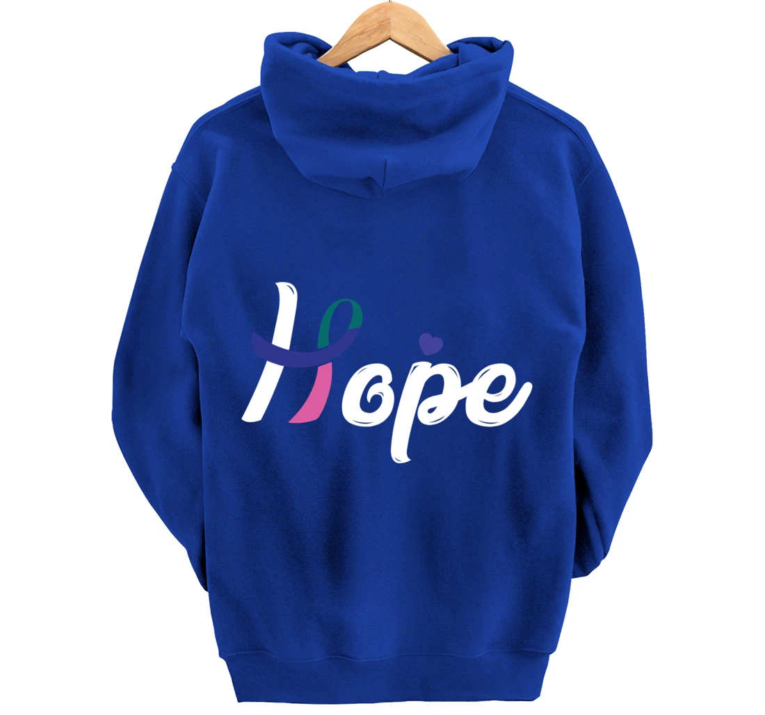 Thyroid Cancer Fight Cancer Ribbon Pullover Hoodie