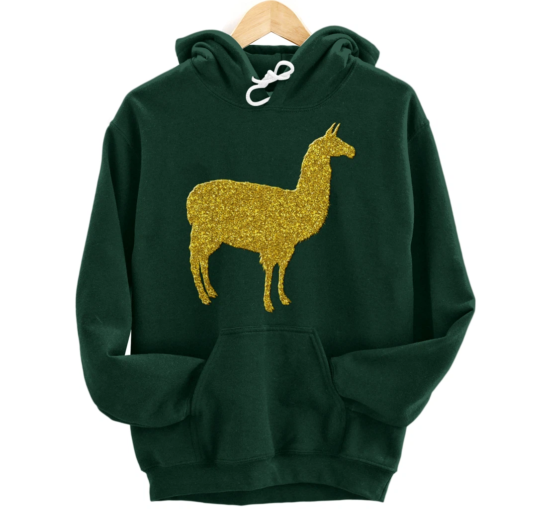 Llama alpaca Vintage, Golden retro animal symbol Pullover Hoodie