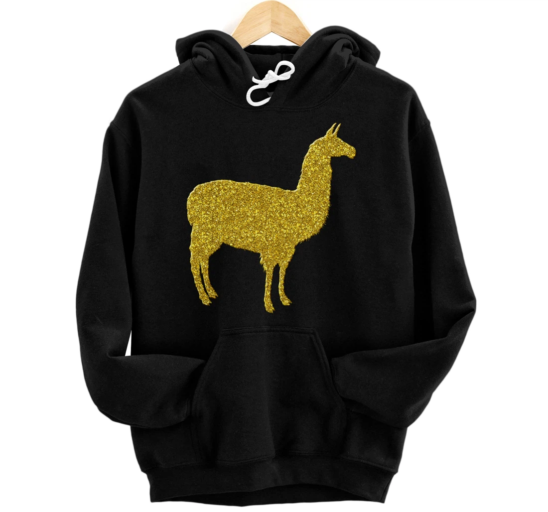 Llama alpaca Vintage, Golden retro animal symbol Pullover Hoodie