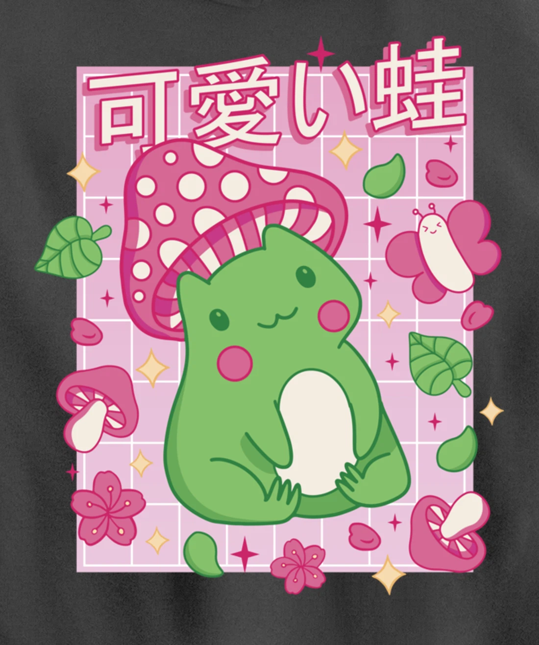 Kawaii Frog Mushroom Hat Anime Clothes Japanese Aesthetic Pullover Hoodie