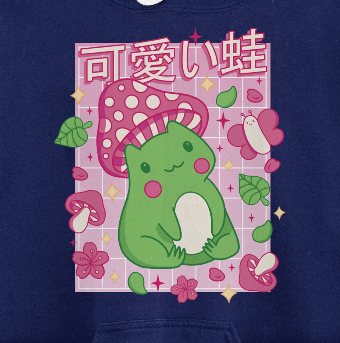 Kawaii Frog Mushroom Hat Anime Clothes Japanese Aesthetic Pullover Hoodie