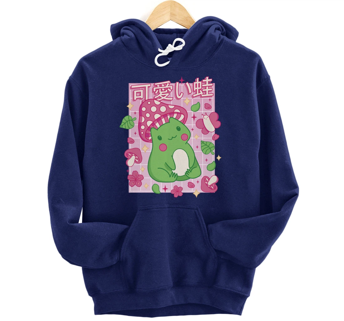 Kawaii Frog Mushroom Hat Anime Clothes Japanese Aesthetic Pullover Hoodie