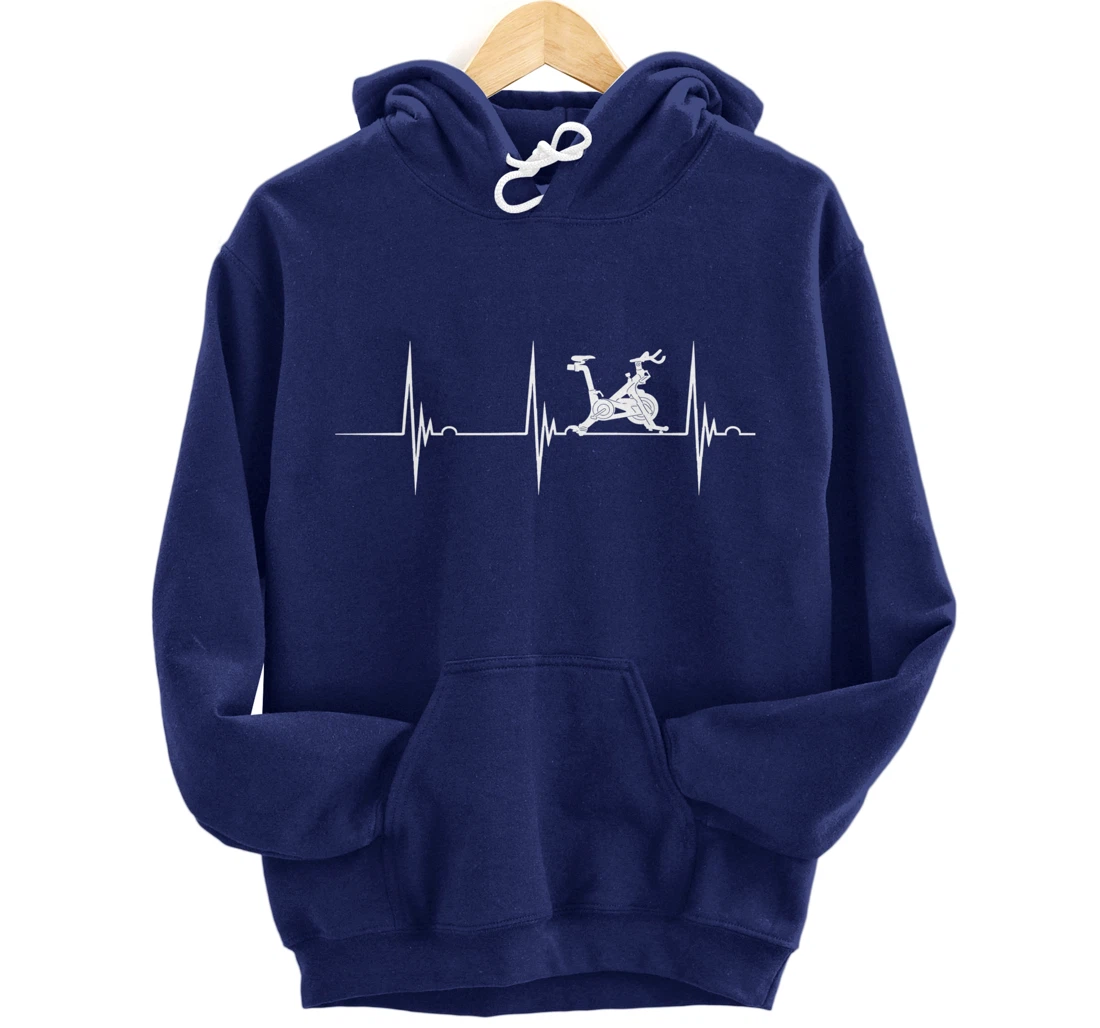 Spinning Class Heartbeat EKG Pulse Spin Cycling Workout Pullover Hoodie