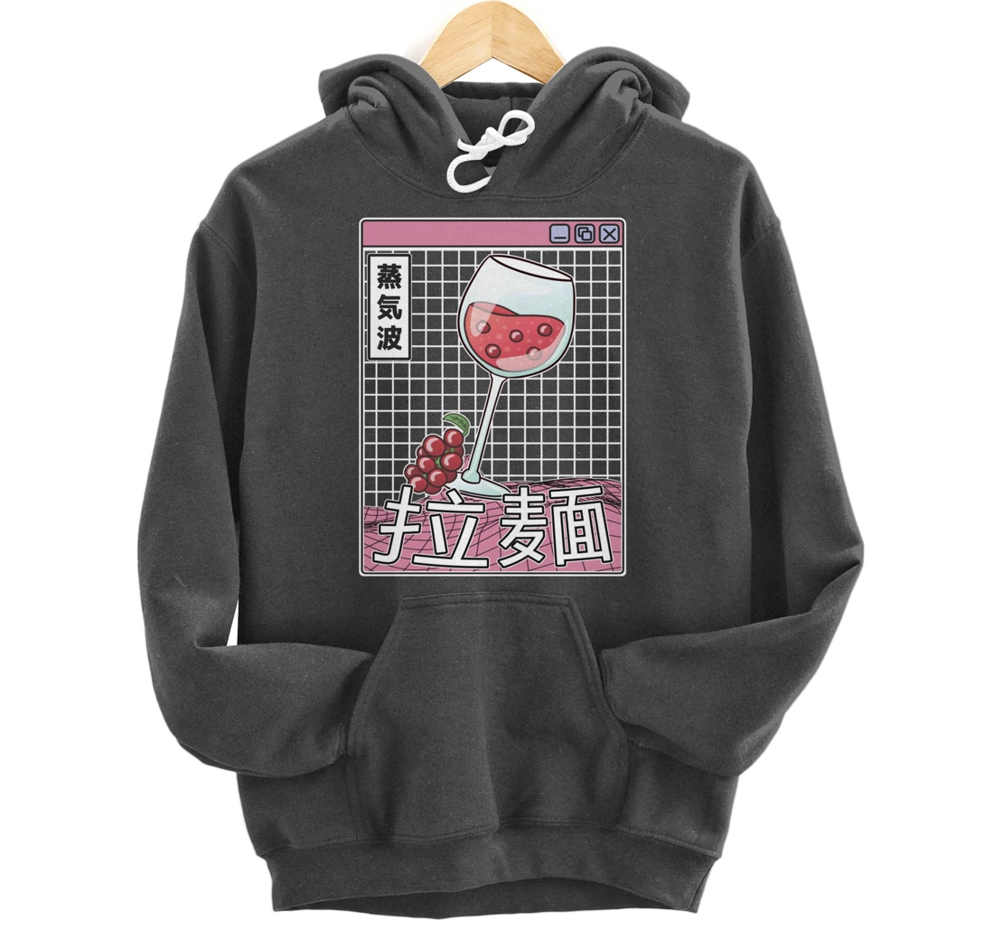 Wine Glass Digital Japan Style Pastel Otaku Anime Vaporwave Pullover Hoodie