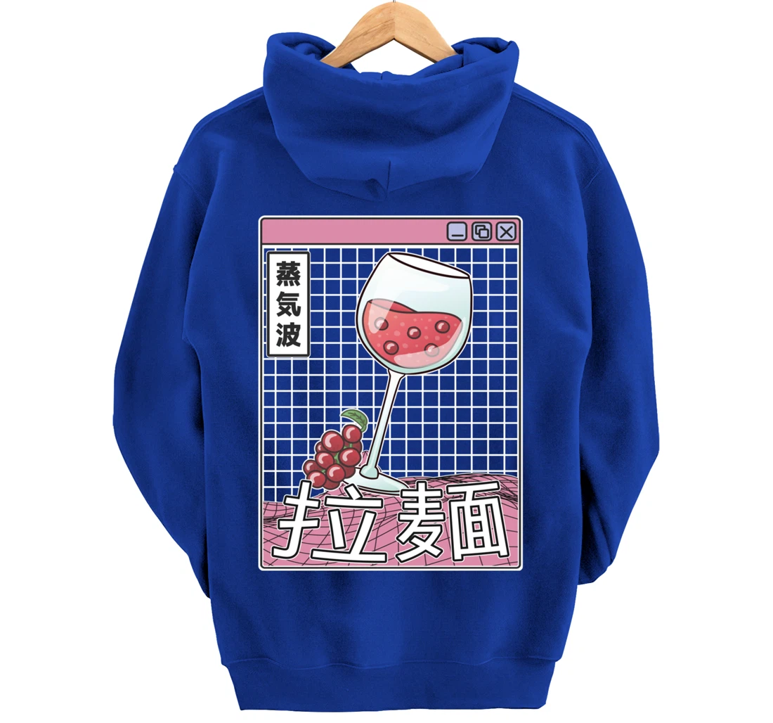 Wine Glass Digital Japan Style Pastel Otaku Anime Vaporwave Pullover Hoodie