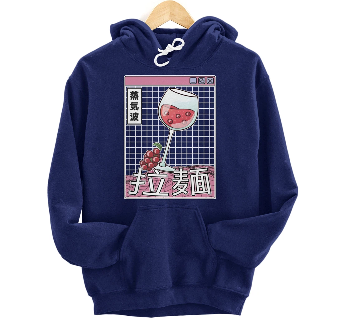 Wine Glass Digital Japan Style Pastel Otaku Anime Vaporwave Pullover Hoodie