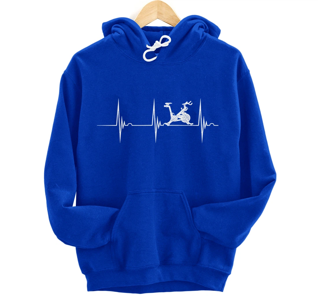 Spinning Class Heartbeat EKG Pulse Spin Cycling Workout Pullover Hoodie