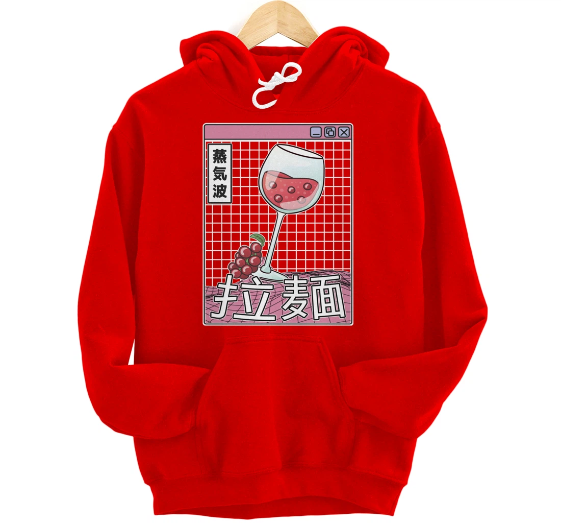 Wine Glass Digital Japan Style Pastel Otaku Anime Vaporwave Pullover Hoodie