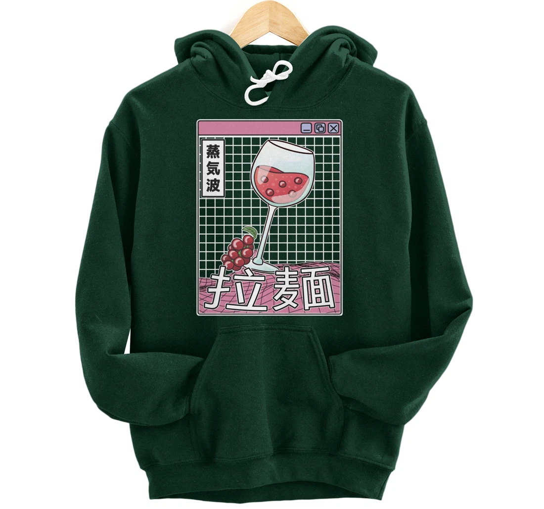 Wine Glass Digital Japan Style Pastel Otaku Anime Vaporwave Pullover Hoodie