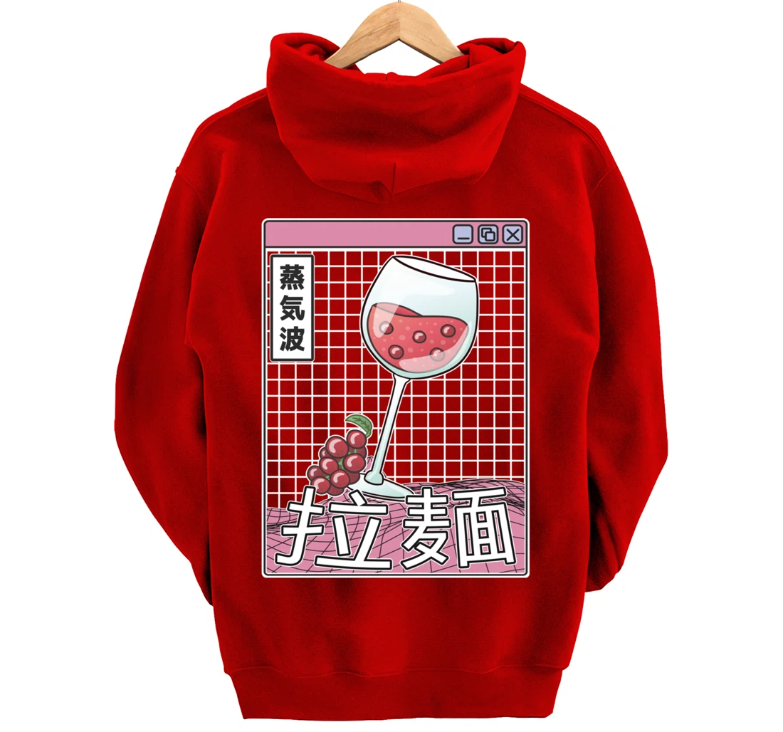 Wine Glass Digital Japan Style Pastel Otaku Anime Vaporwave Pullover Hoodie