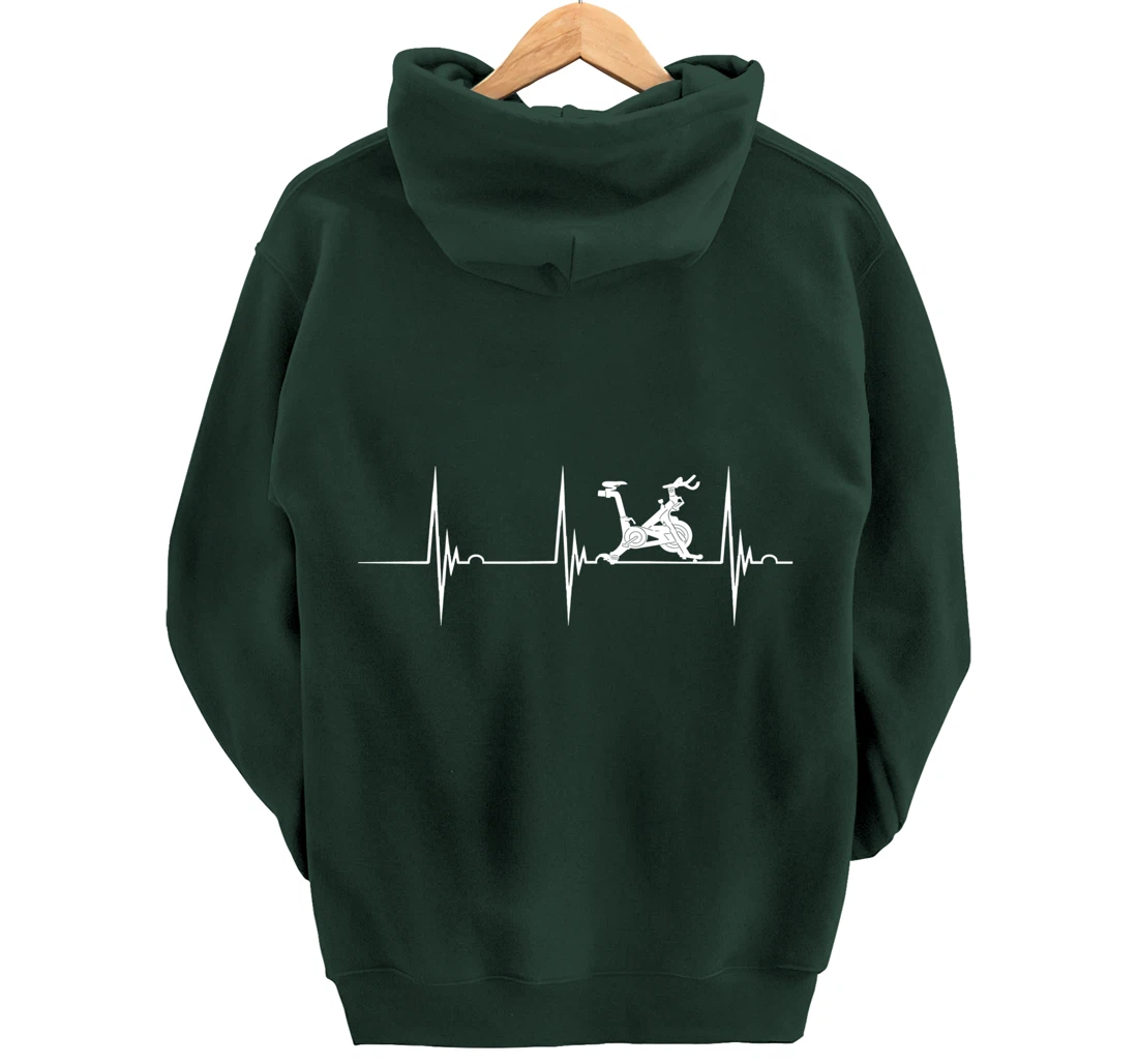 Spinning Class Heartbeat EKG Pulse Spin Cycling Workout Pullover Hoodie