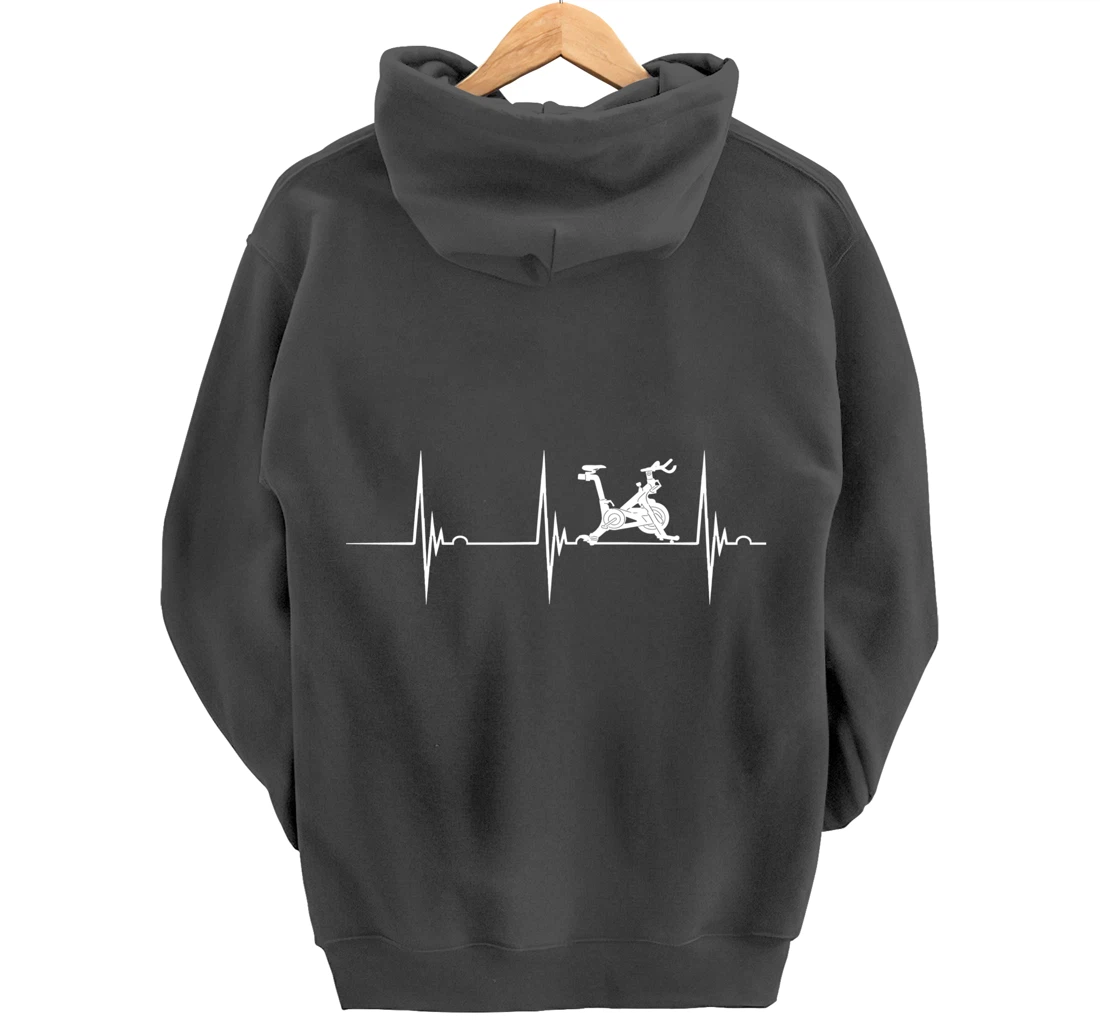 Spinning Class Heartbeat EKG Pulse Spin Cycling Workout Pullover Hoodie