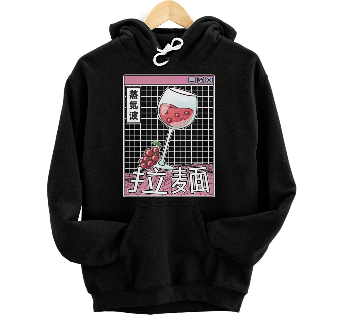 Wine Glass Digital Japan Style Pastel Otaku Anime Vaporwave Pullover Hoodie