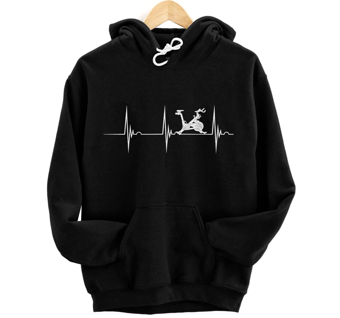 Spinning Class Heartbeat EKG Pulse Spin Cycling Workout Pullover Hoodie