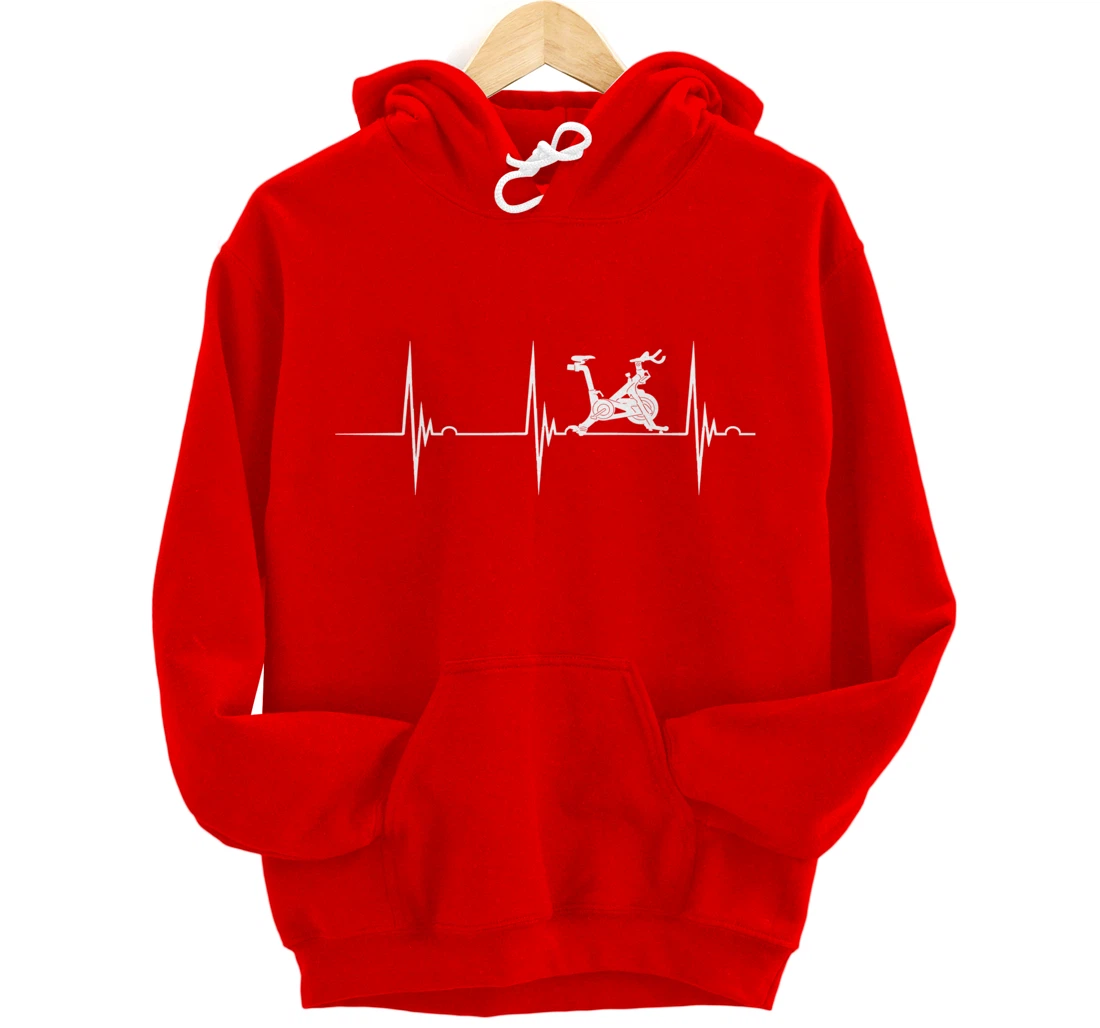 Spinning Class Heartbeat EKG Pulse Spin Cycling Workout Pullover Hoodie