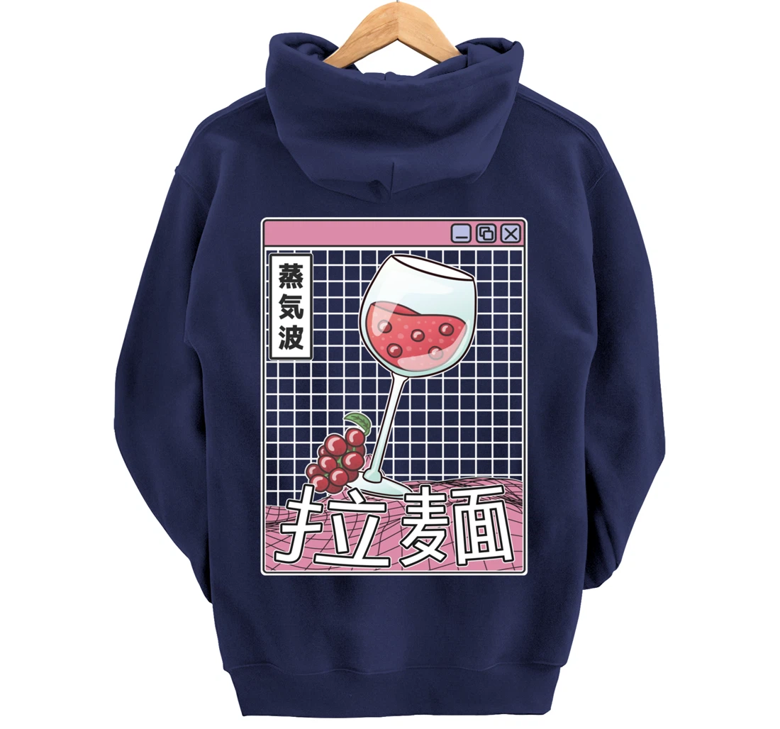 Wine Glass Digital Japan Style Pastel Otaku Anime Vaporwave Pullover Hoodie