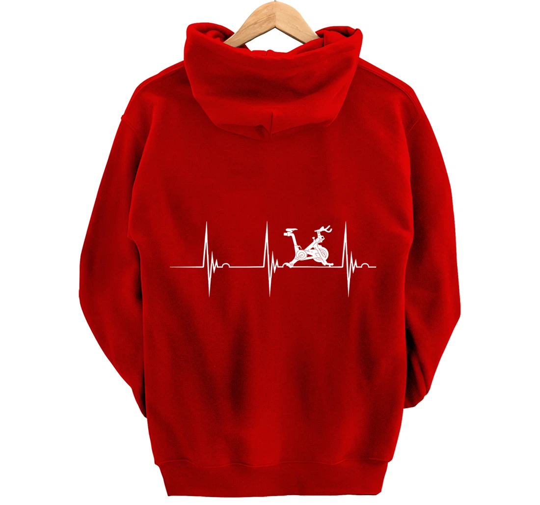 Spinning Class Heartbeat EKG Pulse Spin Cycling Workout Pullover Hoodie