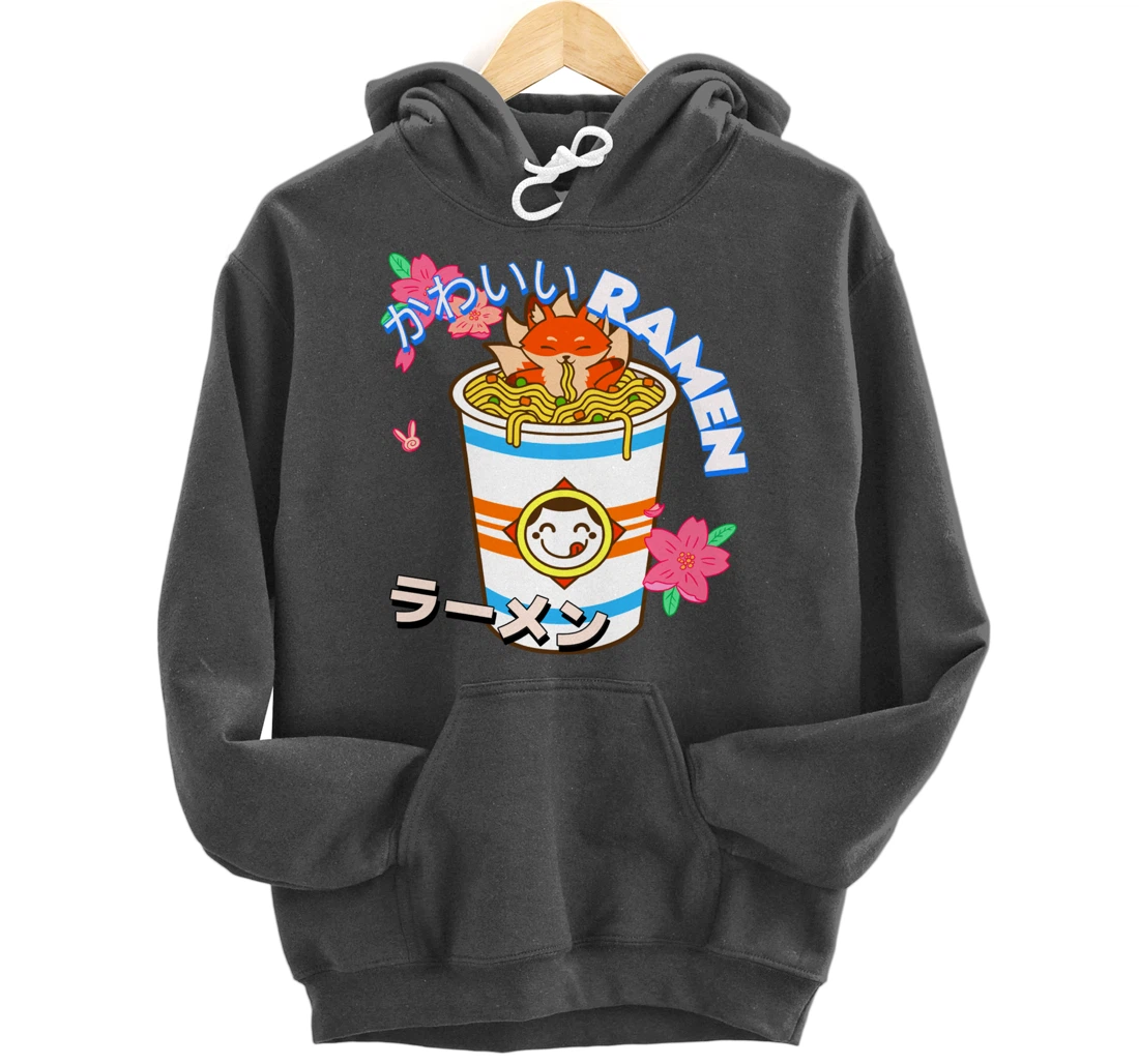 Cute Kawaii Japanese Fox Ramen Bowl Kitsune Noodles Pullover Hoodie