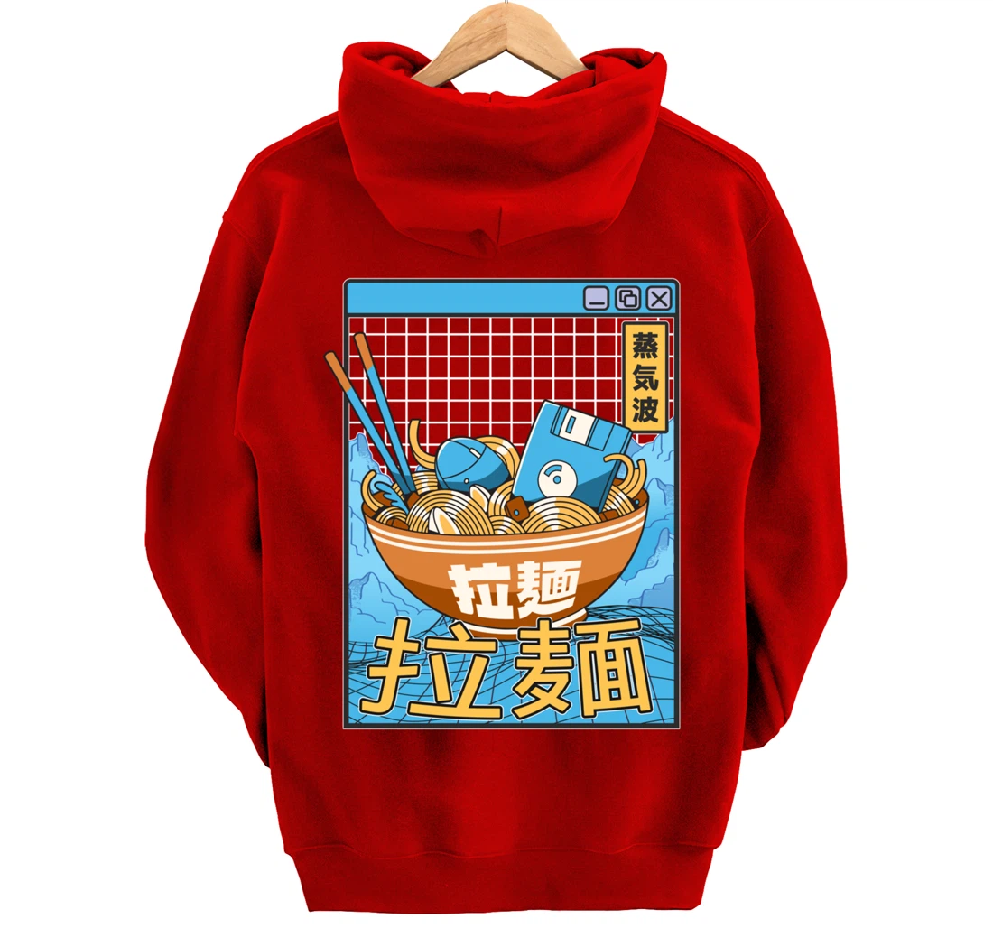 Digital Ramen Bowl Japan Style Pastel Otaku Anime Vaporwave Pullover Hoodie