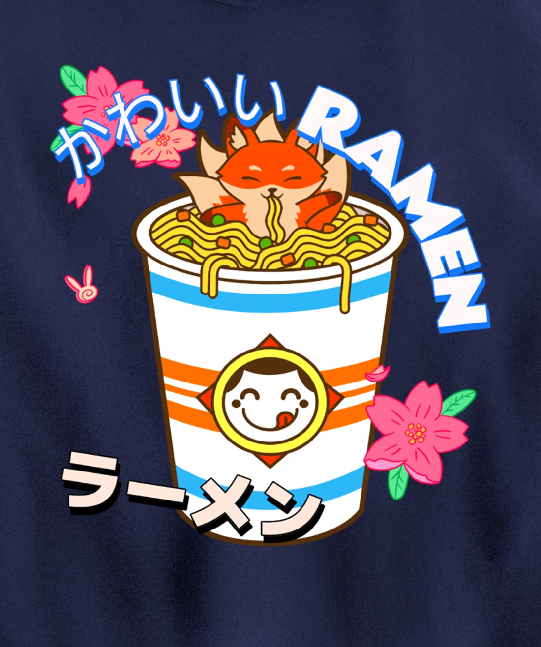 Cute Kawaii Japanese Fox Ramen Bowl Kitsune Noodles Pullover Hoodie
