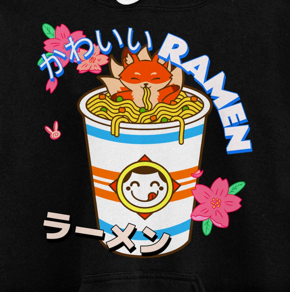 Cute Kawaii Japanese Fox Ramen Bowl Kitsune Noodles Pullover Hoodie