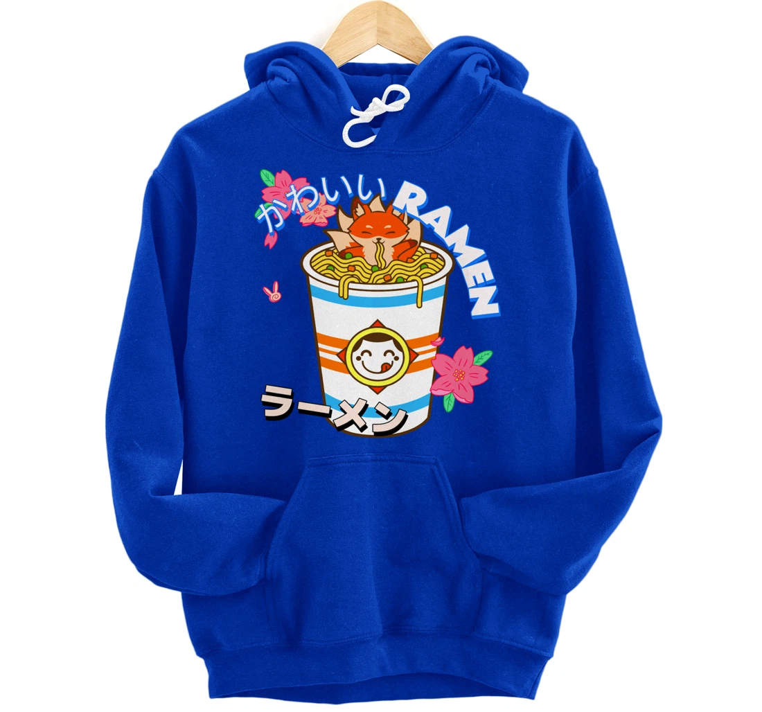 Cute Kawaii Japanese Fox Ramen Bowl Kitsune Noodles Pullover Hoodie