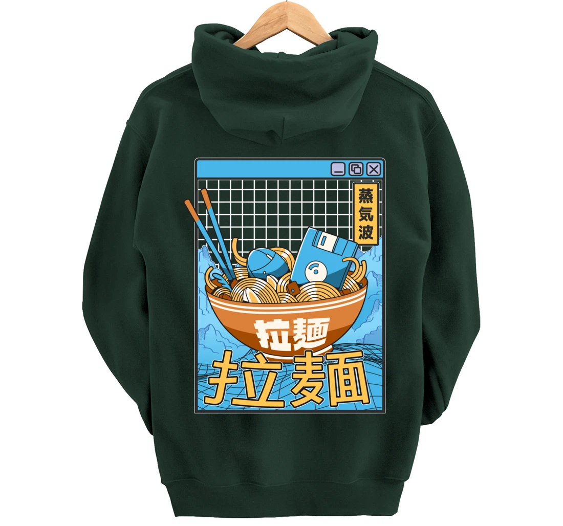 Digital Ramen Bowl Japan Style Pastel Otaku Anime Vaporwave Pullover Hoodie