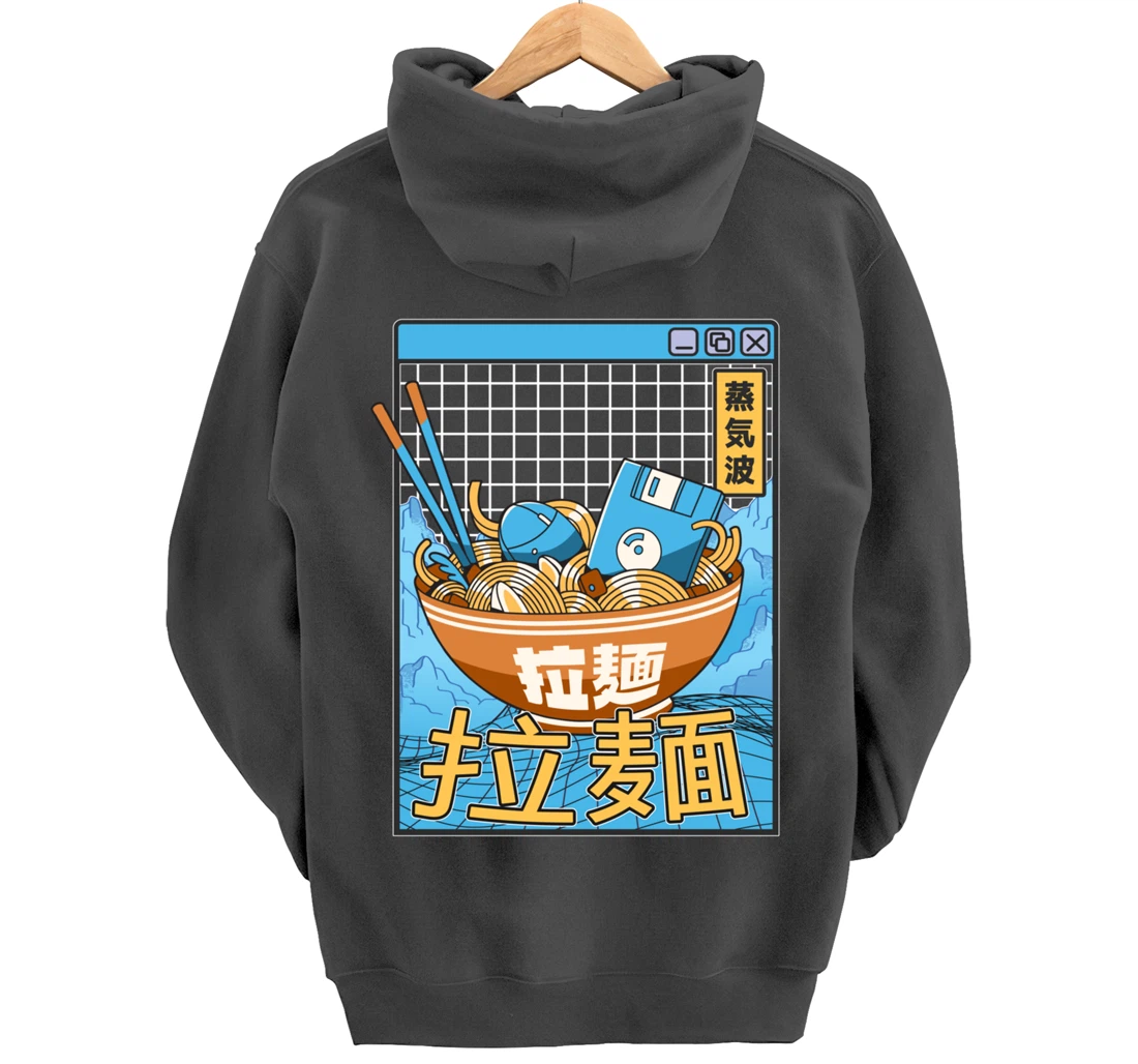 Digital Ramen Bowl Japan Style Pastel Otaku Anime Vaporwave Pullover Hoodie