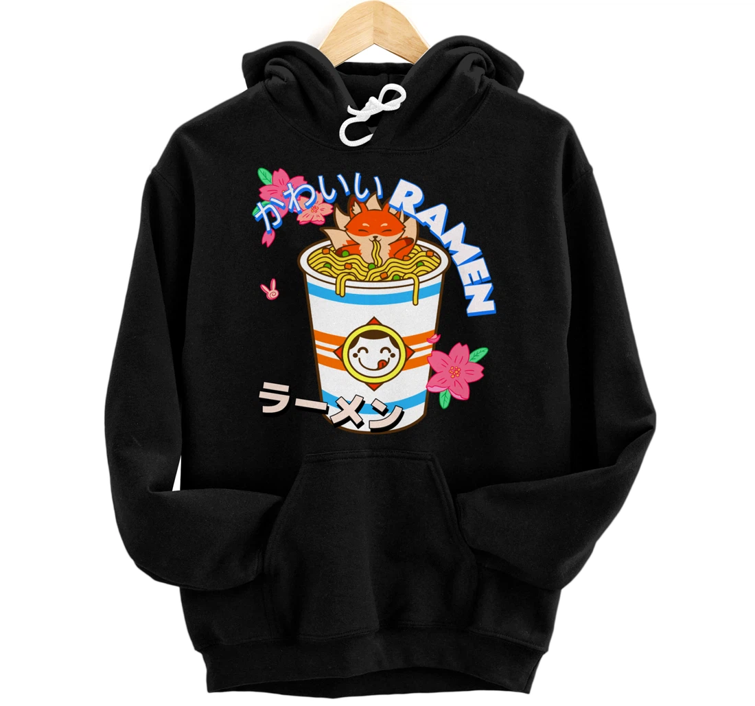 Cute Kawaii Japanese Fox Ramen Bowl Kitsune Noodles Pullover Hoodie