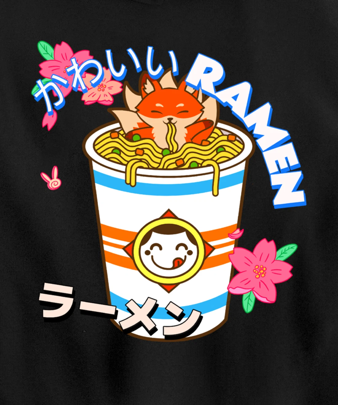 Cute Kawaii Japanese Fox Ramen Bowl Kitsune Noodles Pullover Hoodie