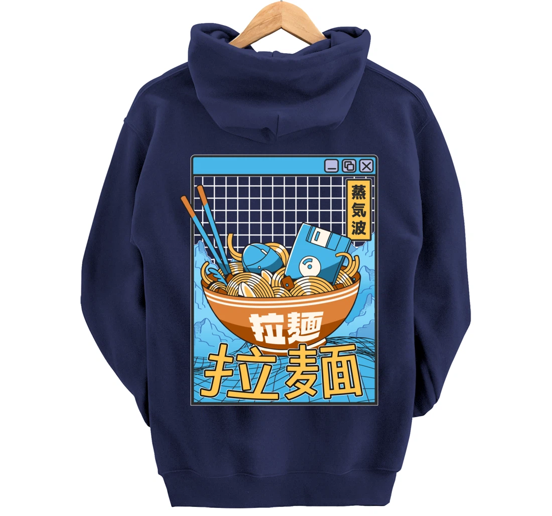 Digital Ramen Bowl Japan Style Pastel Otaku Anime Vaporwave Pullover Hoodie
