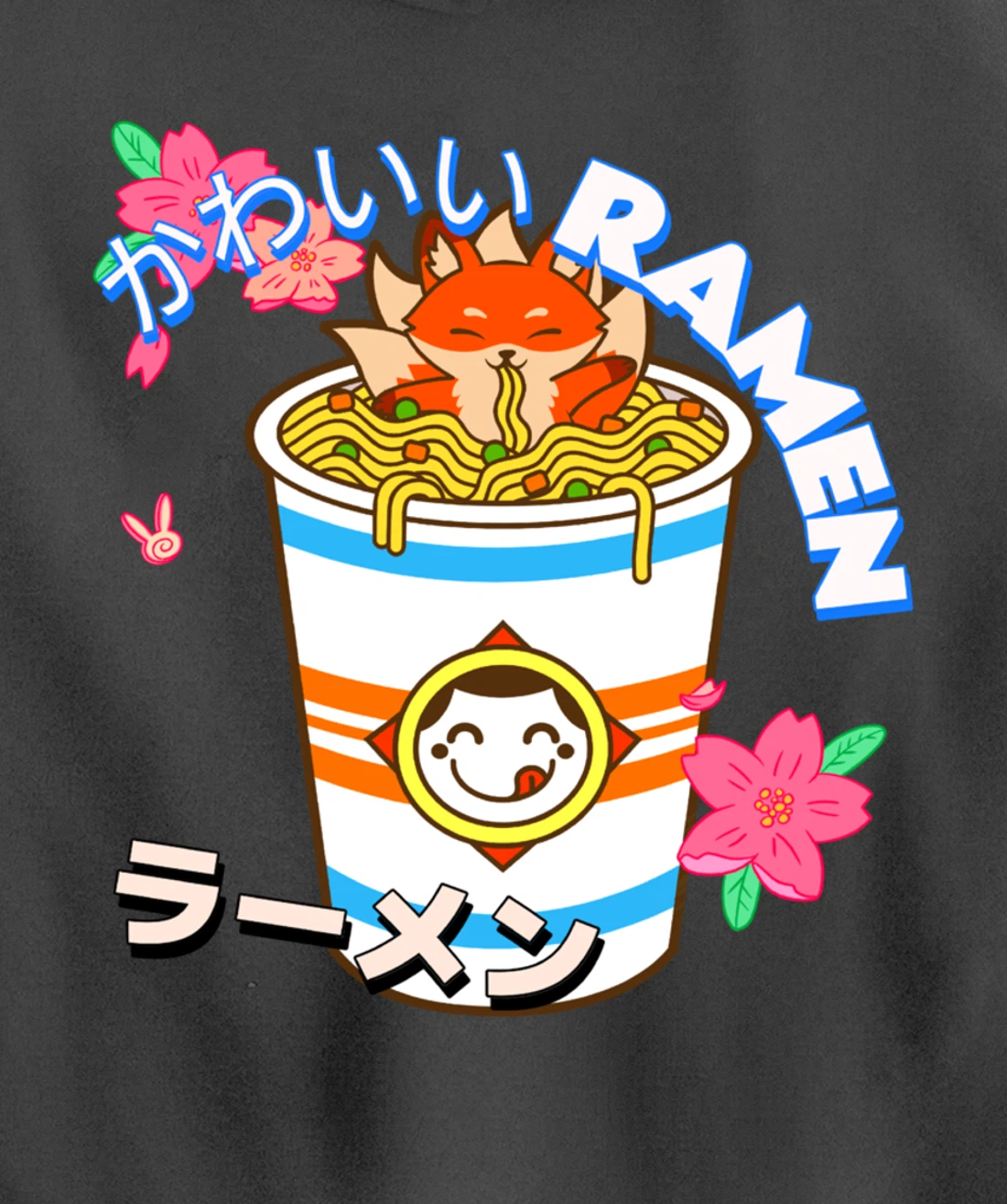 Cute Kawaii Japanese Fox Ramen Bowl Kitsune Noodles Pullover Hoodie
