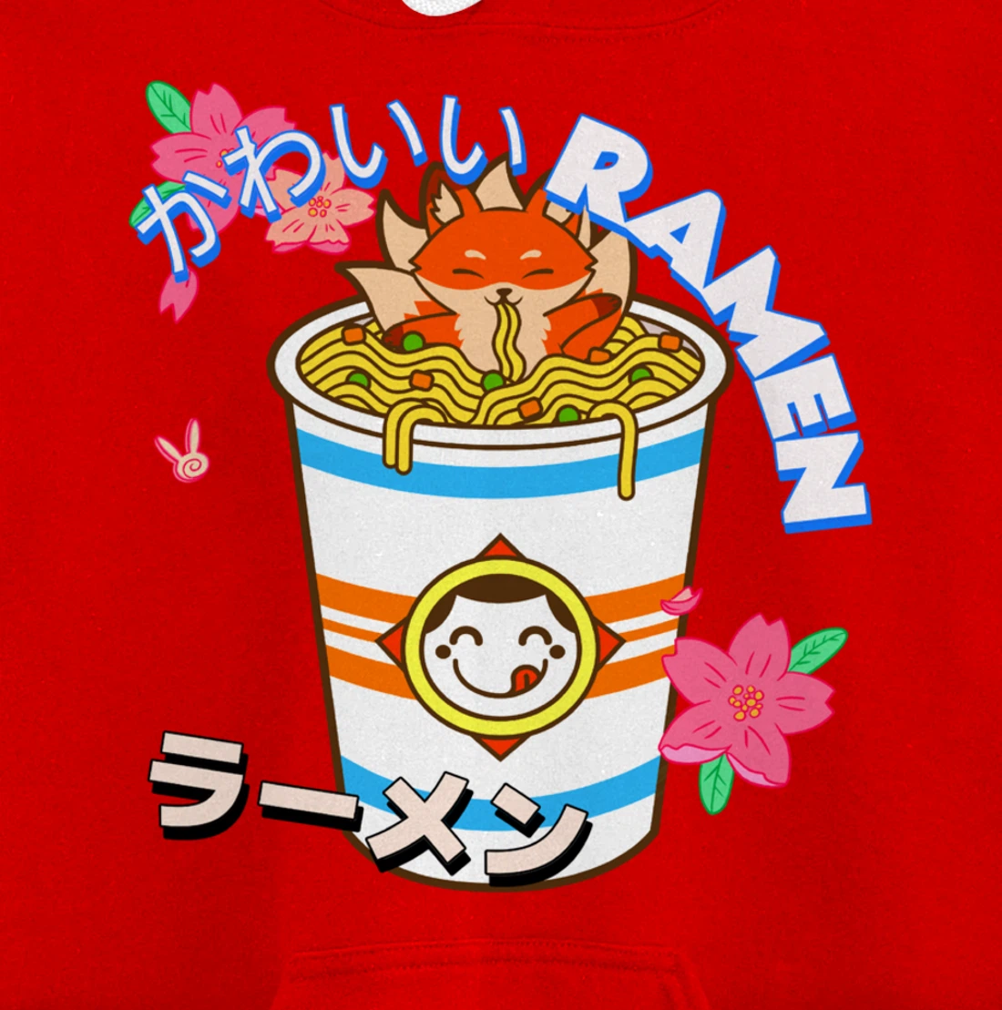 Cute Kawaii Japanese Fox Ramen Bowl Kitsune Noodles Pullover Hoodie
