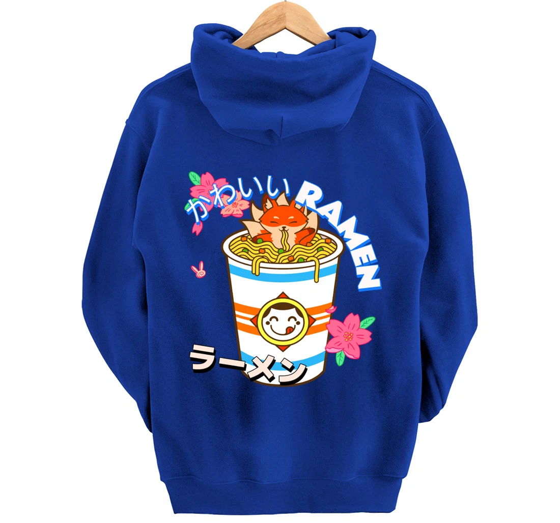Cute Kawaii Japanese Fox Ramen Bowl Kitsune Noodles Pullover Hoodie