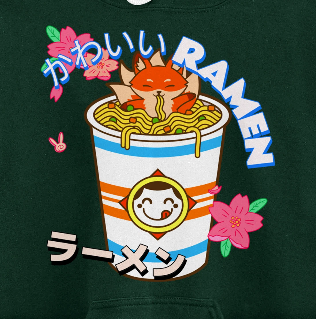 Cute Kawaii Japanese Fox Ramen Bowl Kitsune Noodles Pullover Hoodie